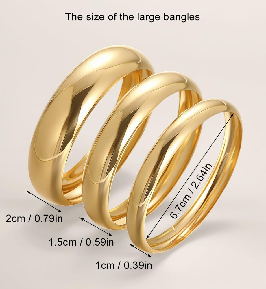 Chunky Gold Bangle Bracelets for Women, Big Thick Stretch Bangles Set, Trendy Stackable Bangle Bracelet Stack Fashion Accessories Boho Jewelry Gifts - Image 8