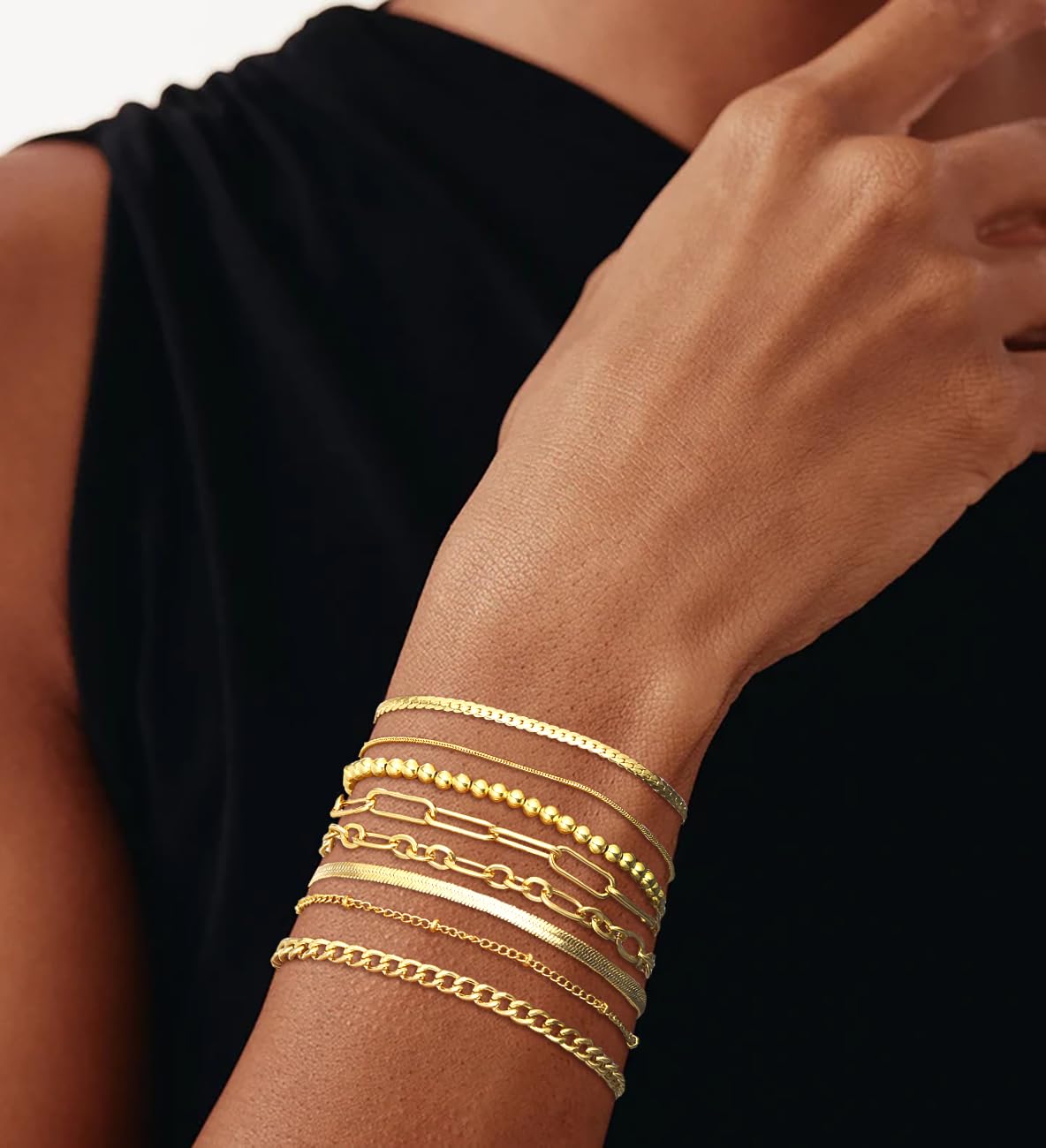 Gold Bracelets Set for Women Trendy, 14K Real Gold Plated Jewelry for Women Dainty Chain Bracelet Stack, Non Tarnish Gold Stackable Bracelets Pack Fashion Accessories Gifts - Image 4