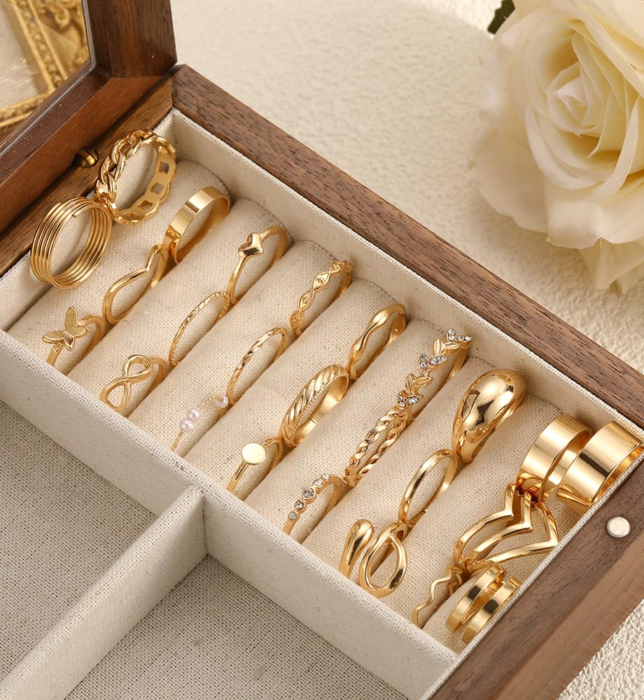 iF YOU 25 Pcs Gold Stackable Ring Set for Women, Chunky Knuckle Finger Midi Rings, Silver Simple Stacking Cute Rings Pack Trendy Stuff Jewelry Gift - Image 8